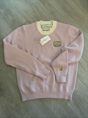 Masters Light Pink Crewneck Sweater with Cream Trim